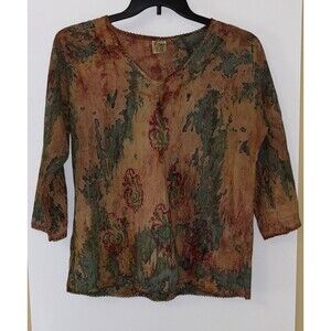 Belima New York wrinkle Look Top Womens One Size Multicolor 3/4 Sleeve Chest 44"